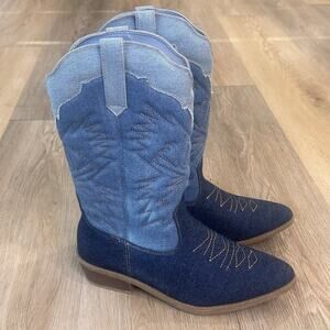 Western Fashion Boutique Denim Cowgirl Boots Women’s 7.5 Rodeo Festival NEW